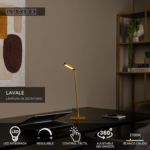 Lucide LAVALE - Lámpara de escritorio - LED Regul. - 1x3W 2700K - Ocre - USP